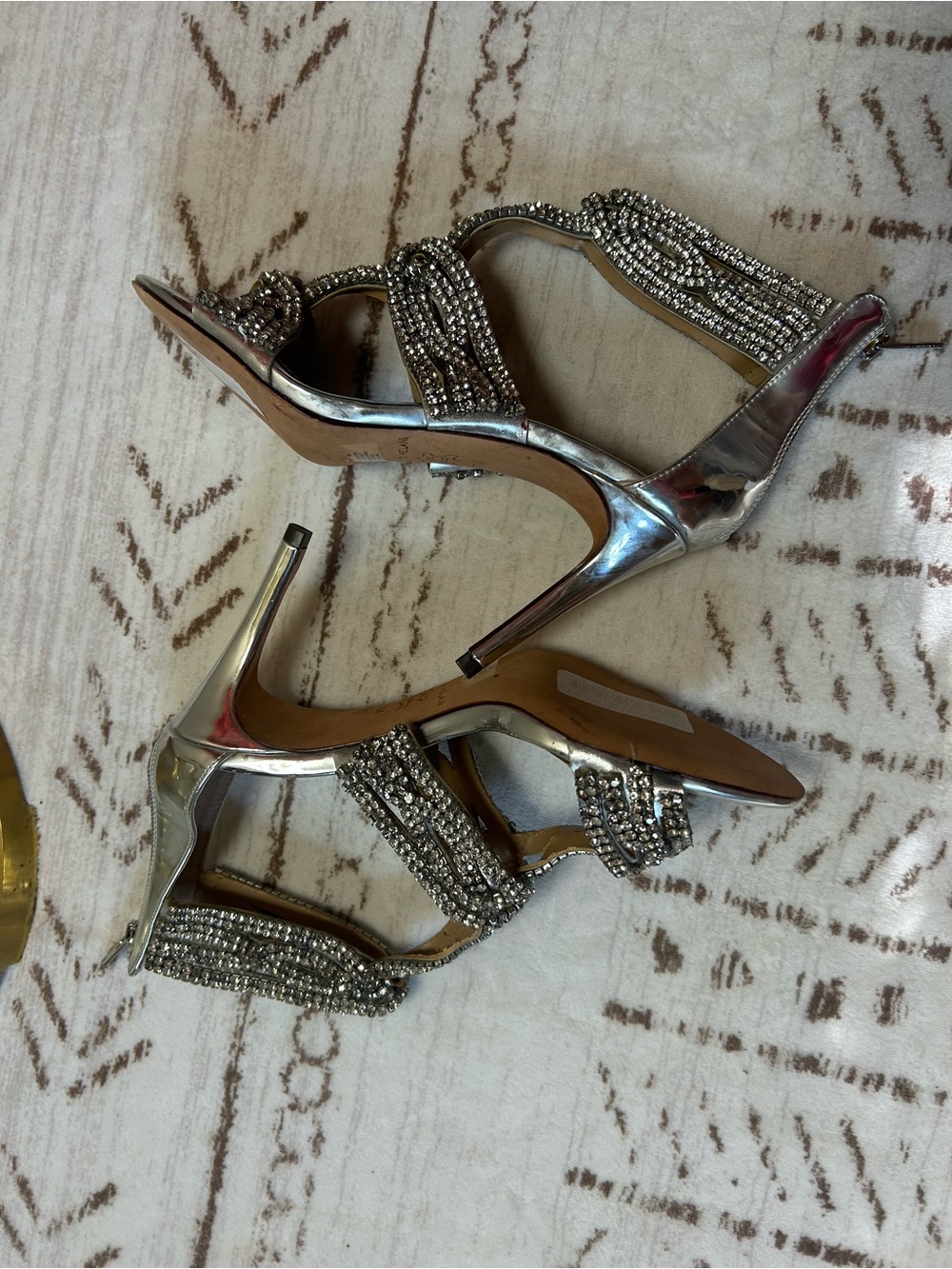 Antonio Melani Silver Rhinestone Strappy Heels Size 7 Evening Shoes - Picture 4 of 15